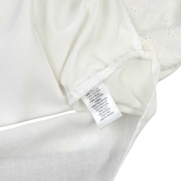 *Women's Plus XXL Crisp White Lace Yoke Cap Sleeve Top- Keyhole Back- Round Hem* - Picture 10 of 12